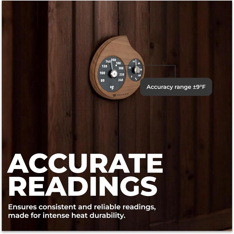 LUMERAM Premium Wooden Sauna Thermometer & Hygrometer - Large Numbers, Durable and Long Lasting, Easy to Install Sauna Thermometer Fahrenheit - Image 4